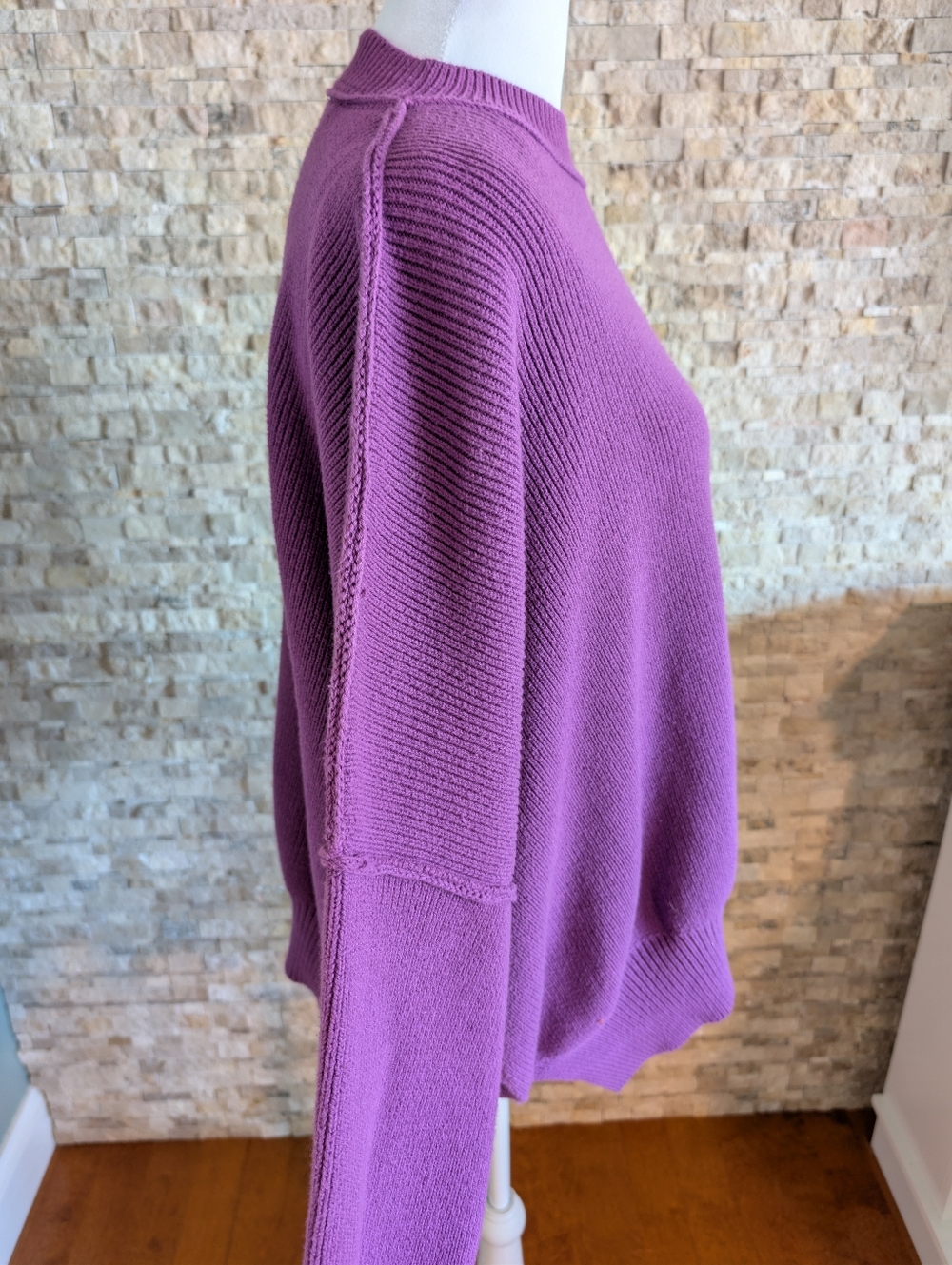 Free People Easy Street Tunic Ribbed Mock Neck Sweater Purple Knit Size XS - Picture 2 of 10